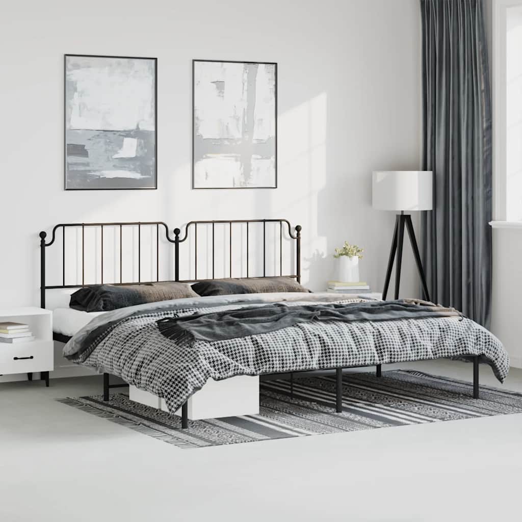 Sängram med huvudgavel metall svart 183x213 cm
