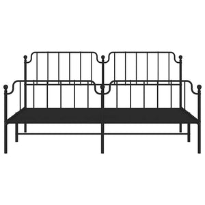 Sängram med huvudgavel och fotgavel svart metall 193x203 cm