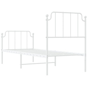 Sängram med huvudgavel och fotgavel vit metall 75x190 cm