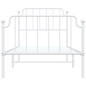 Sängram med huvudgavel och fotgavel vit metall 90x200 cm