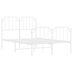 Sängram med huvudgavel och fotgavel vit metall 120x200 cm