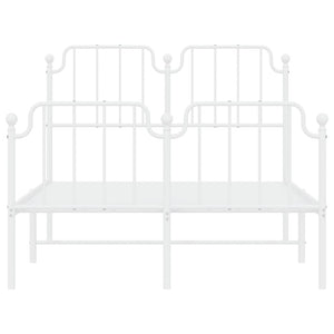 Sängram med huvudgavel och fotgavel vit metall 120x200 cm