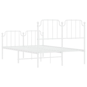 Sängram med huvudgavel och fotgavel vit metall 120x200 cm