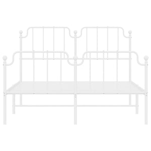 Sängram med huvudgavel och fotgavel vit metall 135x190 cm