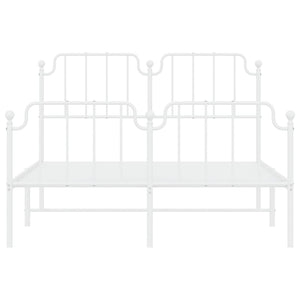 Sängram med huvudgavel och fotgavel vit metall 140x190 cm