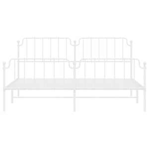 Sängram med huvudgavel och fotgavel vit metall 193x203 cm