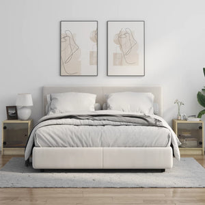 Sängskåp med glasdörrar 2 st sonoma-ek 35x37x42 cm