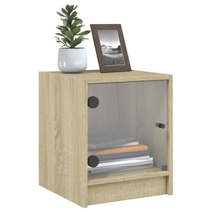 Sängskåp med glasdörrar 2 st sonoma-ek 35x37x42 cm