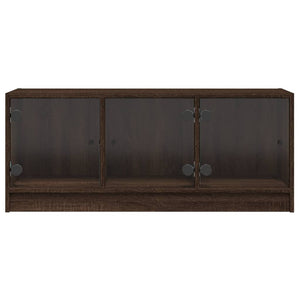 Tv-bänk med glasdörrar brun ek 102x37x42 cm