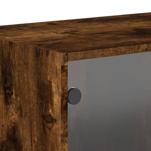 Sidoskåp med glasdörrar 2 st rökfärgad ek 68,5x37x35 cm