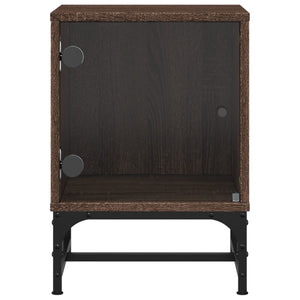 Sängskåp med glasdörrar 2 st brun ek 35x37x50 cm