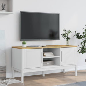 Tv-bänk FLORO vit 114x43x55 cm massiv furu