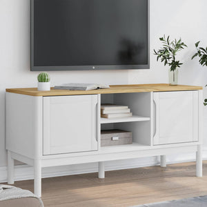 Tv-bänk FLORO vit 114x43x55 cm massiv furu