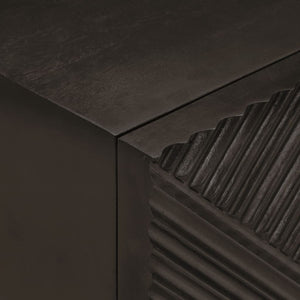 Sängbord svart 40x30x50 cm massivt mangoträ och järn