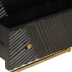 Byrå svart 55x30x76 cm massivt mangoträ och järn