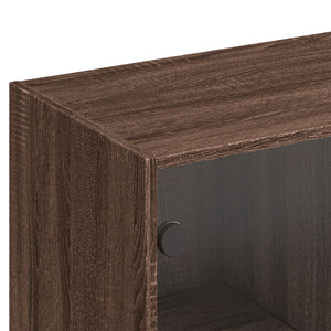 Bokhylla med dörrar brun ek 136x37x142 cm konstruerat trä