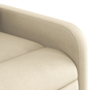 Elektrisk reclinerfåtölj med uppresningshjälp gräddvit tyg