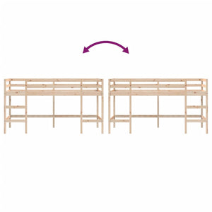 Loftsäng med stege 80x200 cm massiv furu