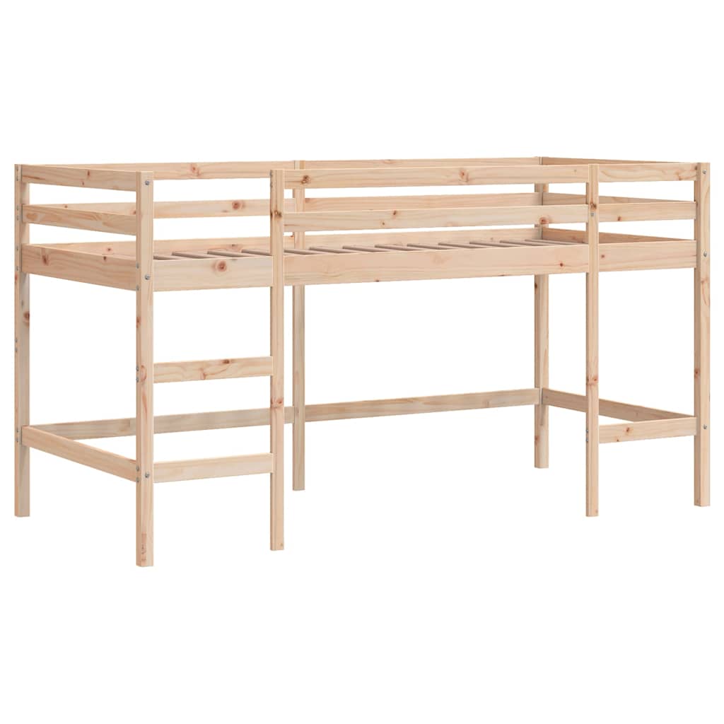 Loftsäng med stege 90x190 cm massiv furu