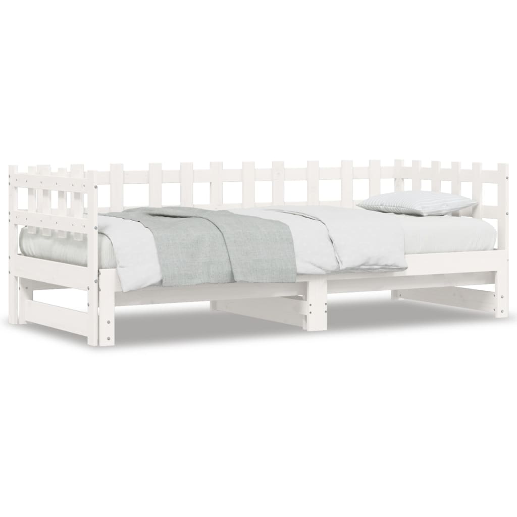 Utdragbar dagbädd vit 2x(90x190) cm massiv furu