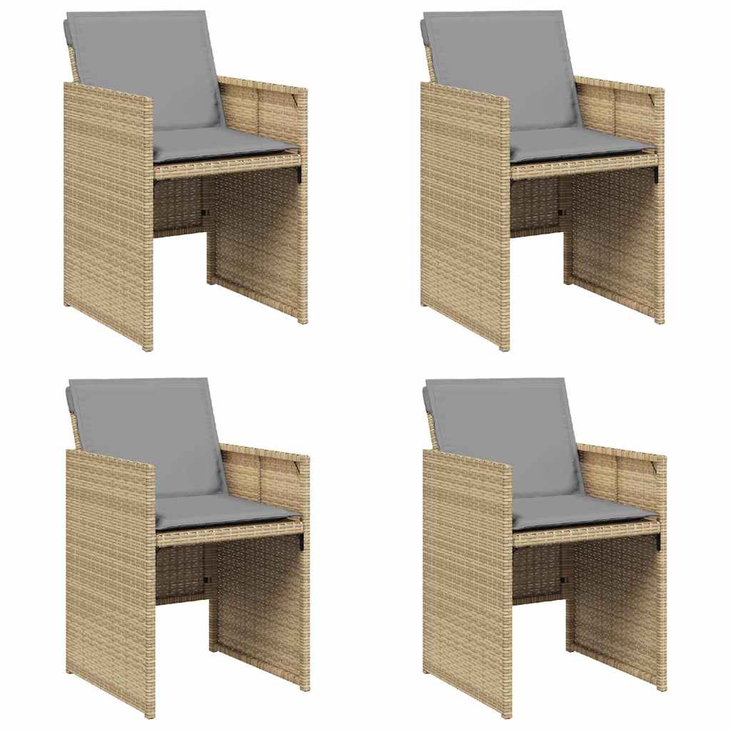 Trädgårdsstolar med dynor 4 st blandad beige konstrotting
