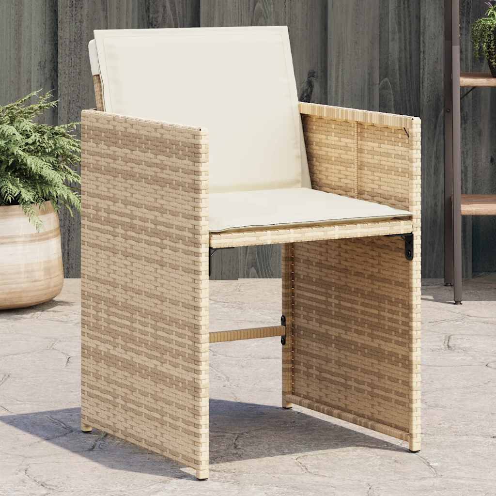 Trädgårdsstolar med dynor 4 st beige konstrotting