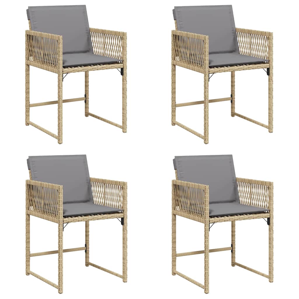 Trädgårdsstolar med dynor 4 st blandad beige konstrotting