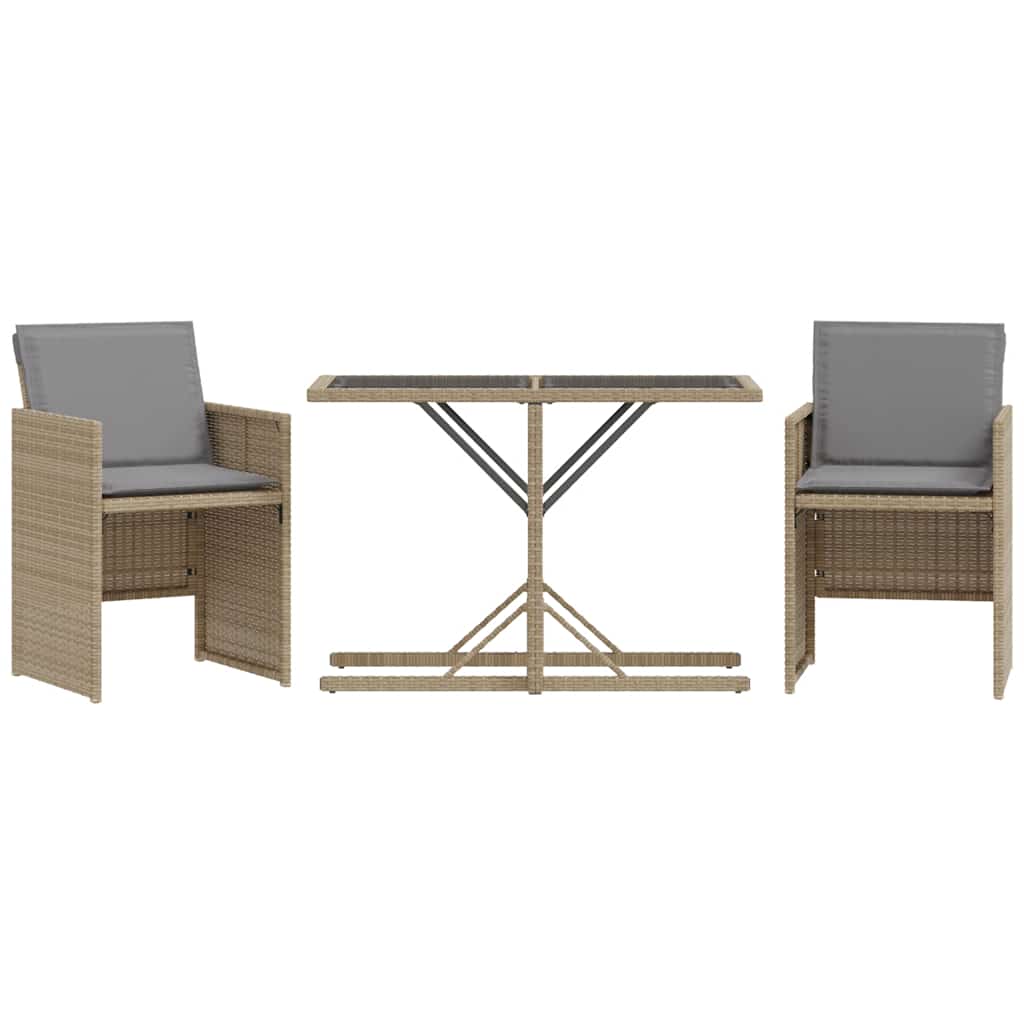 Bistrogrupp med dynor 3 delar mixbeige konstrotting