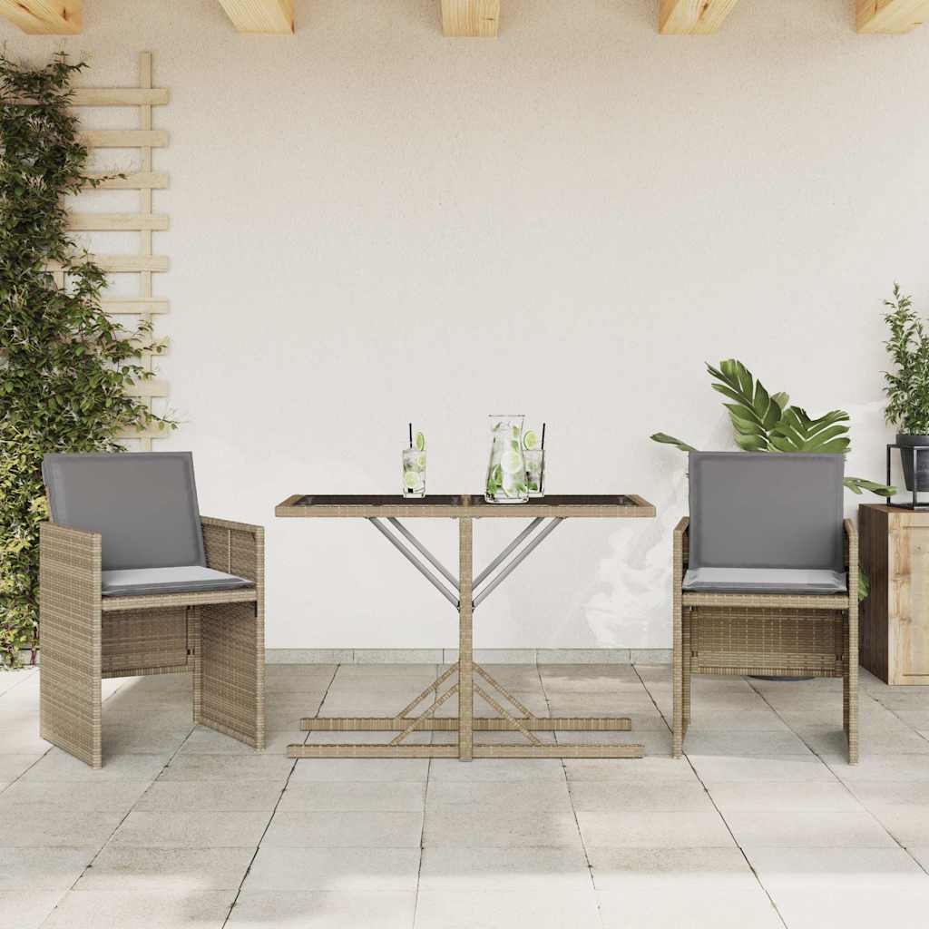 Bistrogrupp med dynor 3 delar mixbeige konstrotting
