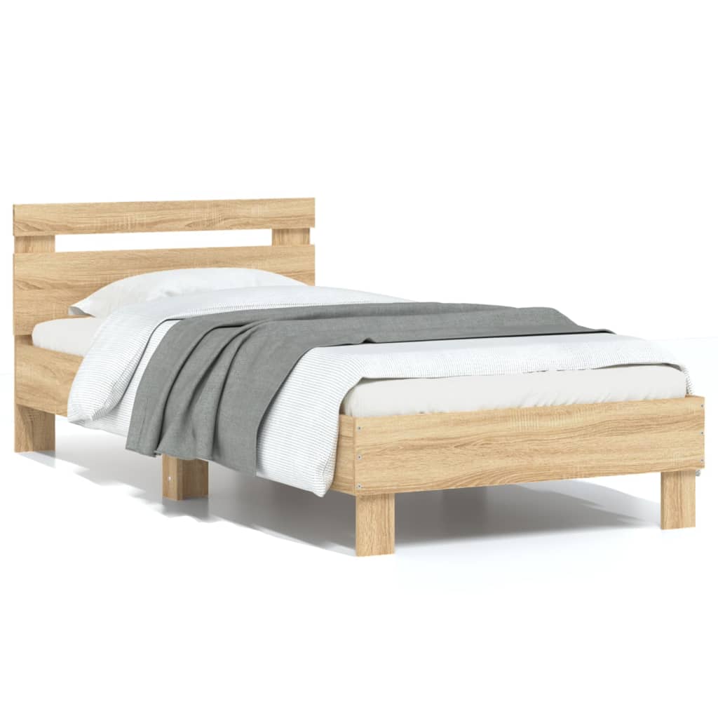 Sängram utan madrass med huvudgavel sonoma-ek 90x190 cm