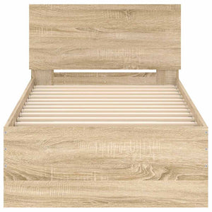 Sängram utan madrass med huvudgavel sonoma-ek 75x190 cm