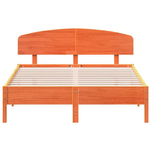 Sängram utan madrass vaxbrun 120x200 cm massiv furu