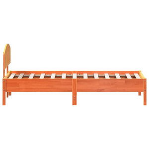 Sängram utan madrass vaxbrun 75x190 cm massiv furu