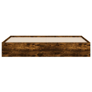 Sängram med lådor rökfärgad ek 160x200 cm konstruerad trä