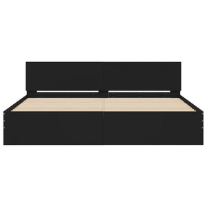 Sängram med huvudgavel svart 180x200 cm