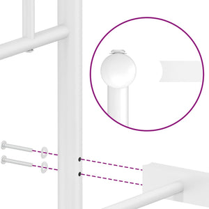 Sängram utan madrass med huvudgavel metall vit 75x190 cm