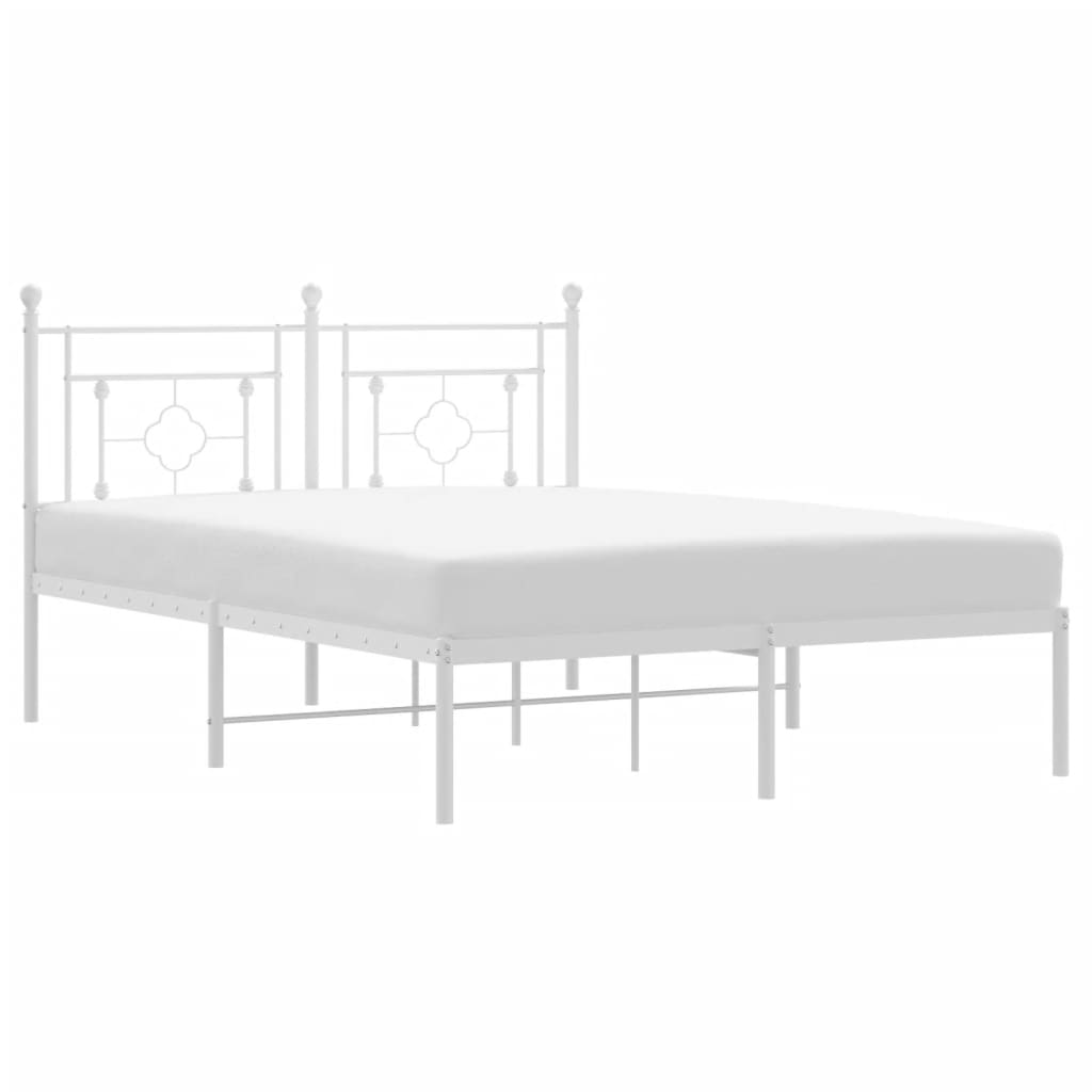 Sängram med huvudgavel metall vit 135x190 cm