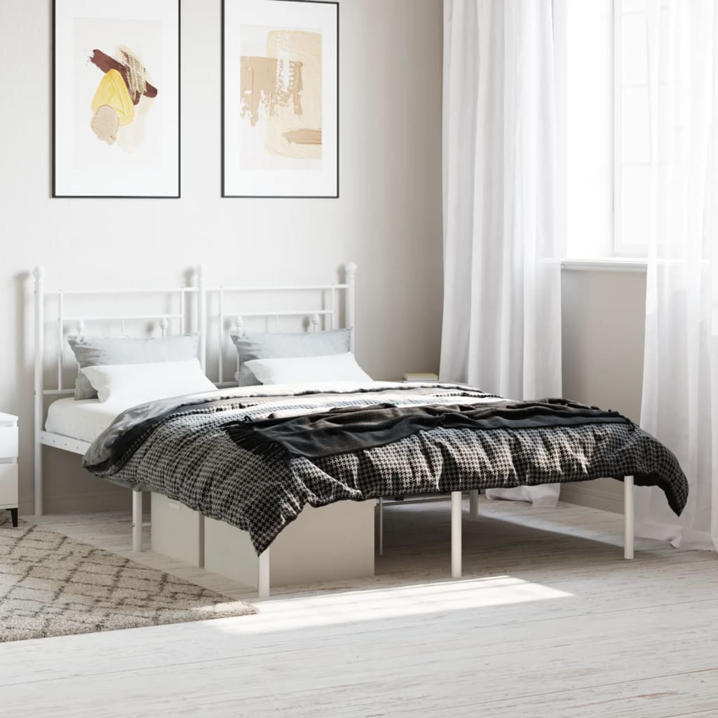 Sängram med huvudgavel metall vit 140x190 cm