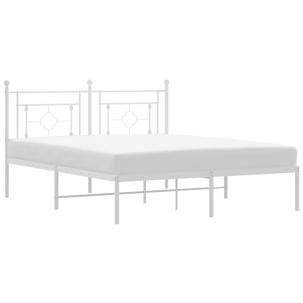 Sängram med huvudgavel metall vit 150x200 cm