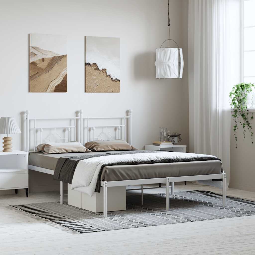 Sängram med huvudgavel metall vit 150x200 cm