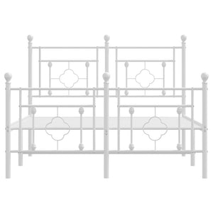 Sängram med huvudgavel och fotgavel vit metall 120x190 cm