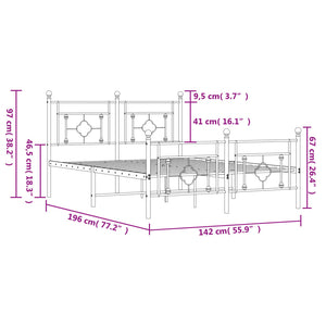 Sängram med huvudgavel och fotgavel vit metall 135x190 cm