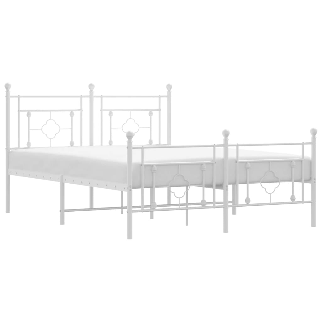 Sängram med huvudgavel och fotgavel vit metall 140x190 cm