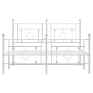 Sängram med huvudgavel och fotgavel vit metall 140x190 cm