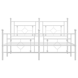 Sängram med huvudgavel och fotgavel vit metall 150x200 cm
