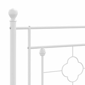 Sängram med huvudgavel och fotgavel vit metall 150x200 cm