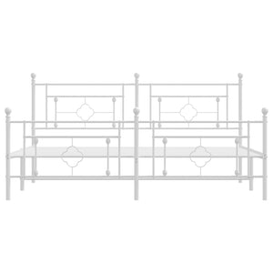 Sängram med huvudgavel och fotgavel vit metall 183x213 cm