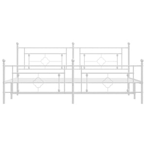 Sängram med huvudgavel och fotgavel vit metall 193x203 cm