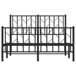 Sängram med huvudgavel och fotgavel svart metall 120x190 cm