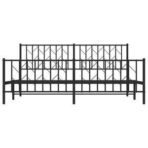 Sängram med huvudgavel och fotgavel svart metall 183x213 cm